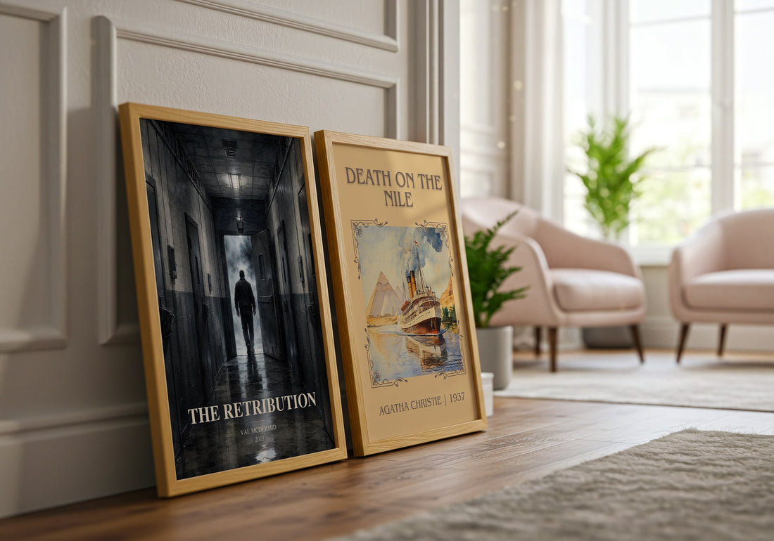 The Retribution watercolour print framed by window – literary home decor