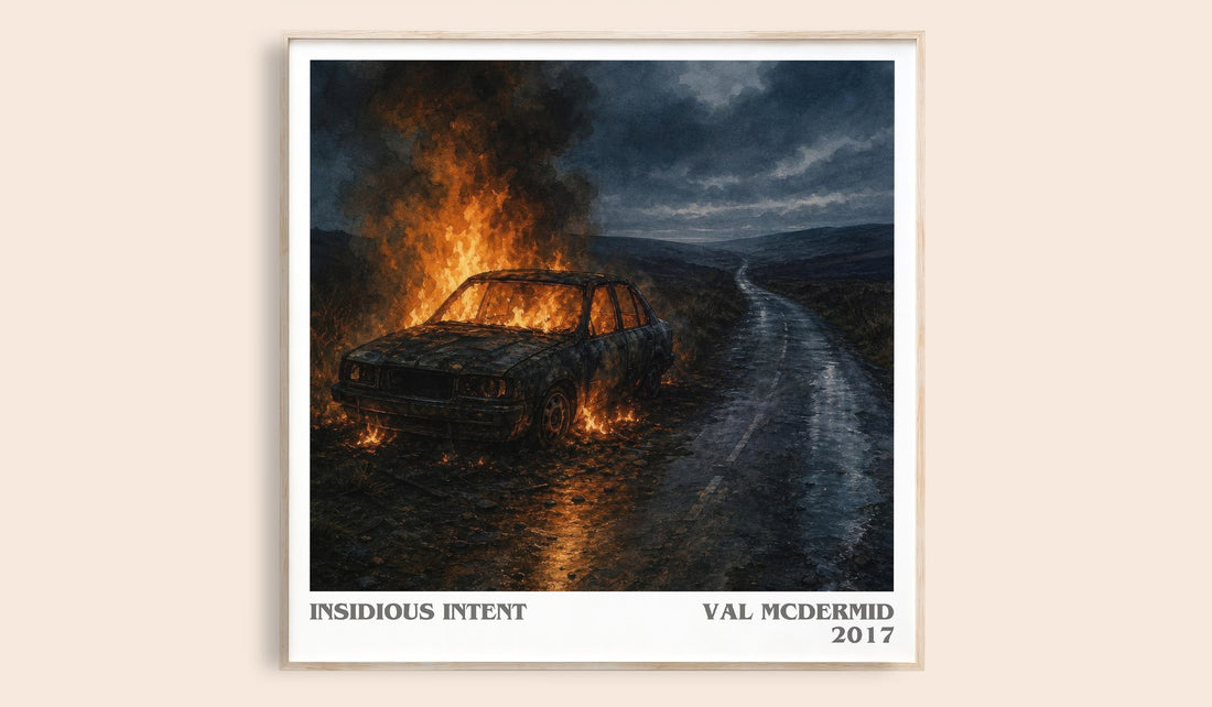 Insidious Intent literary book poster by Val McDermid – framed literary art print