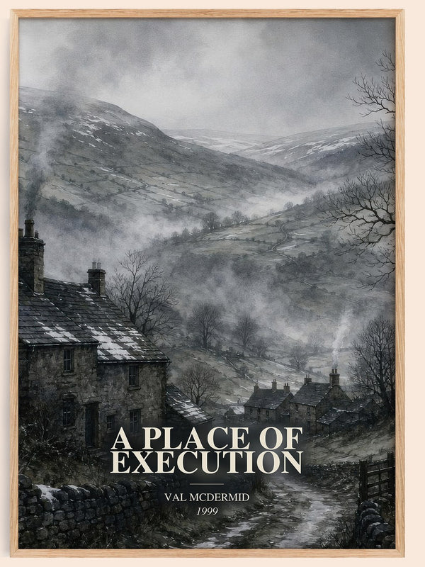 A Place of Execution watercolour book poster by Val McDermid – framed literary art print