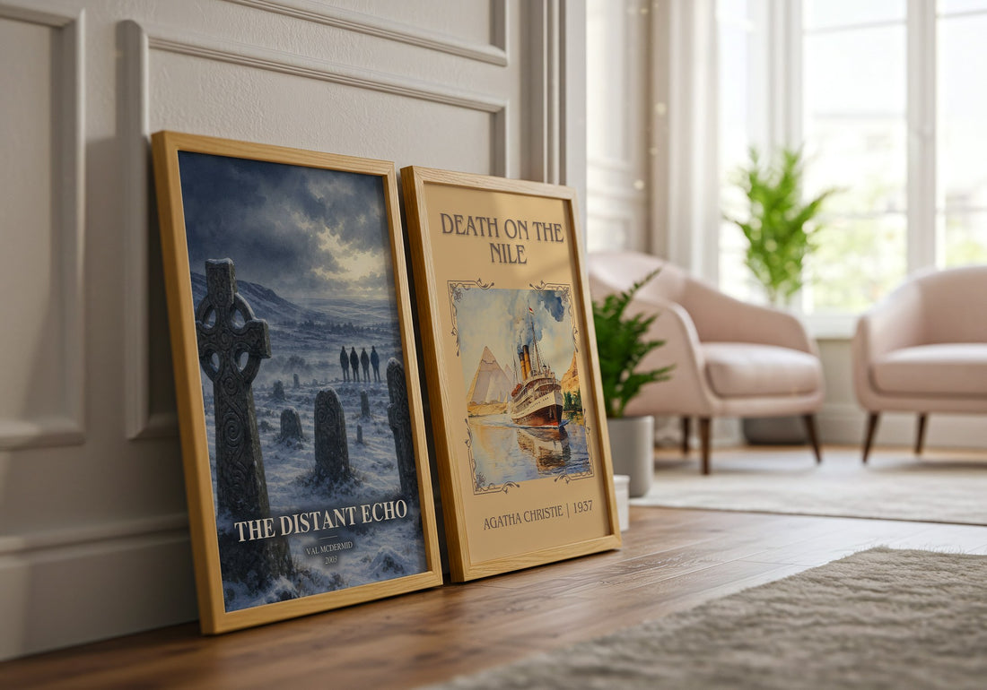 The Distant Echo watercolour print framed by window – literary home decor