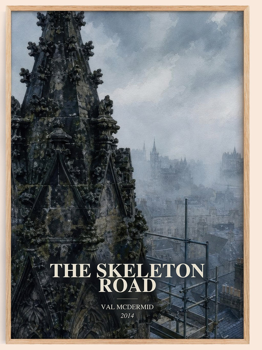 The Skeleton Road watercolour book poster by Val McDermid – framed literary art print