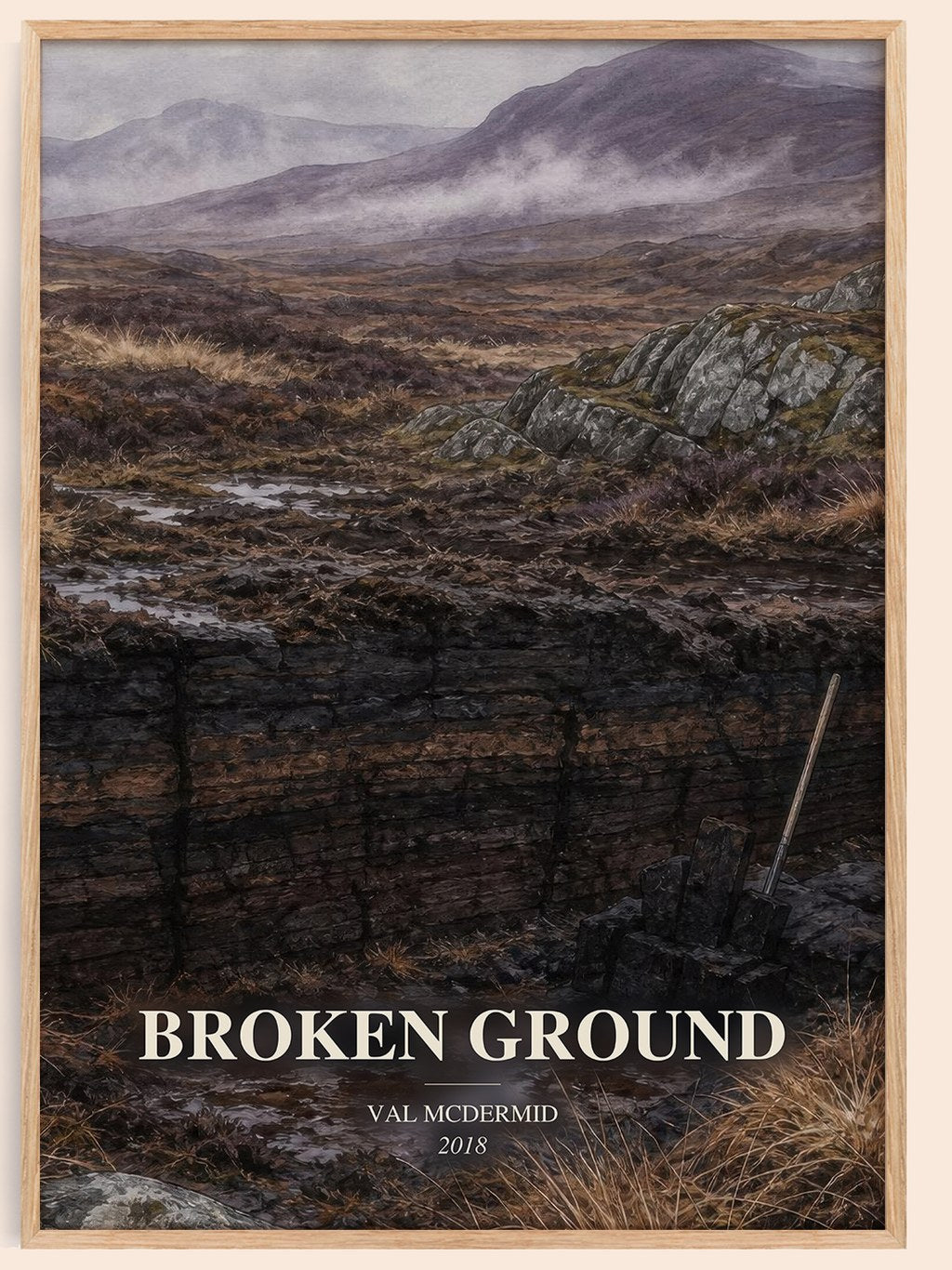 Broken Ground watercolour book poster by Val McDermid – framed literary art print