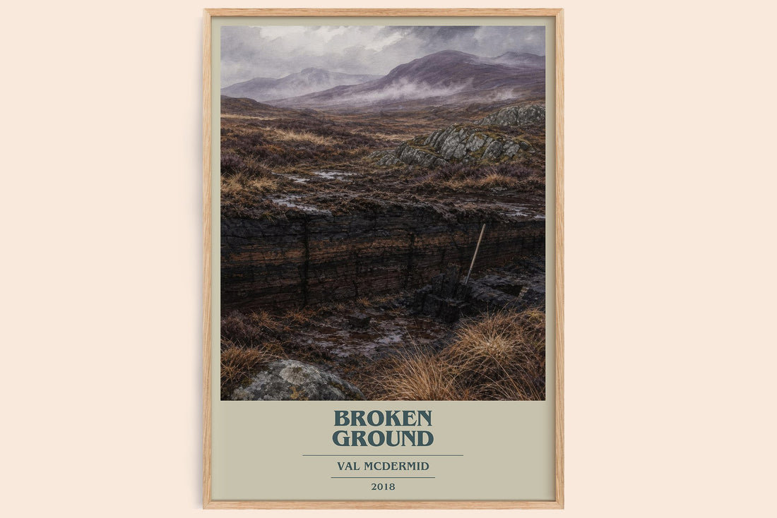 Broken Ground book cover book poster by Val McDermid – framed literary art print