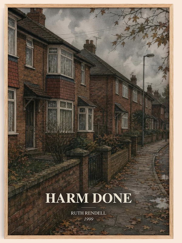 Harm Done watercolour book poster by Ruth Rendell – framed literary art print