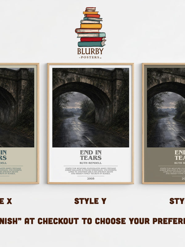 End in Tears bookish print in frame leaning in hallway – crime wall art