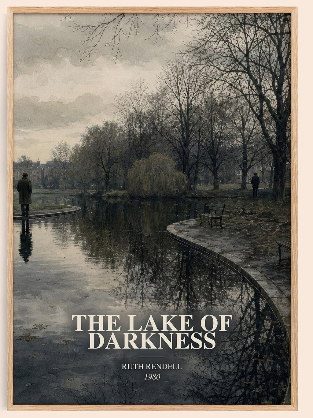 The Lake of Darkness watercolour book poster by Ruth Rendell – framed literary art print