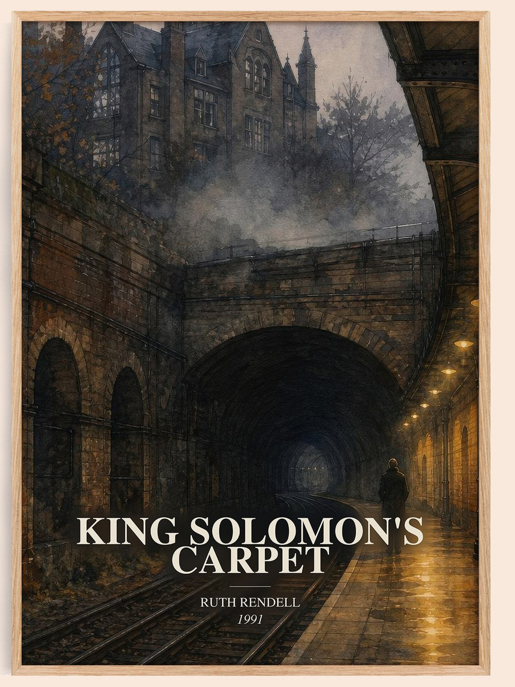 King Solomon's Carpet watercolour book poster by Ruth Rendell – framed literary art print