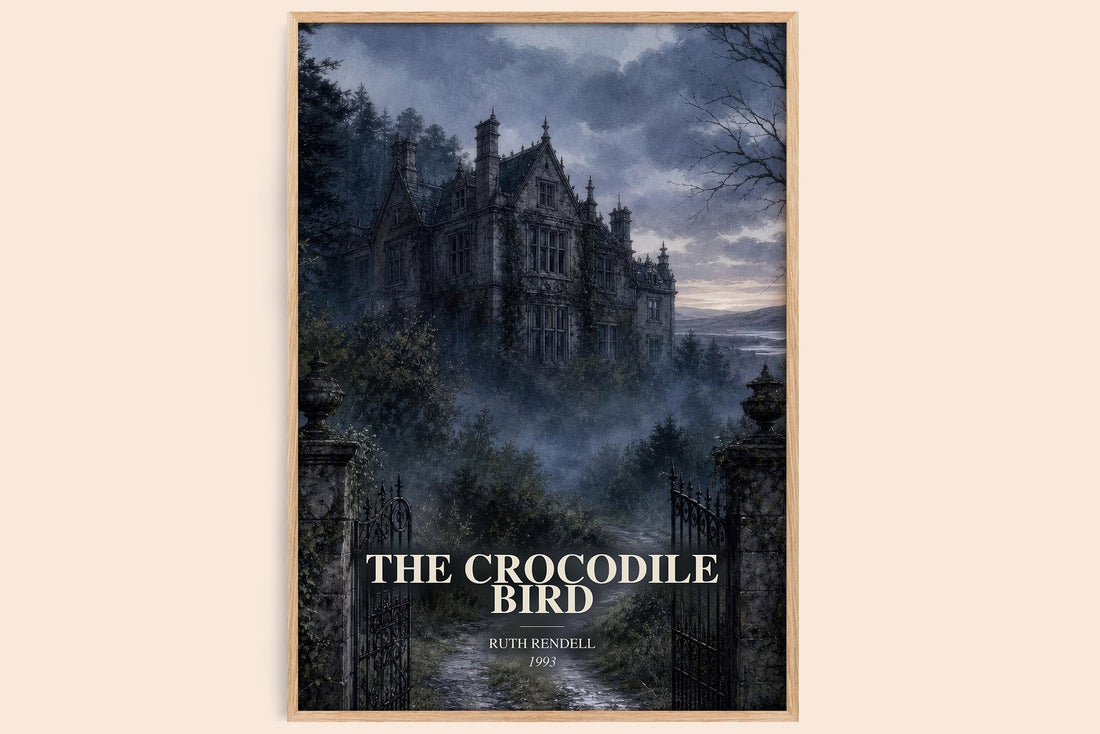 The Crocodile Bird watercolour book poster by Ruth Rendell – framed literary art print
