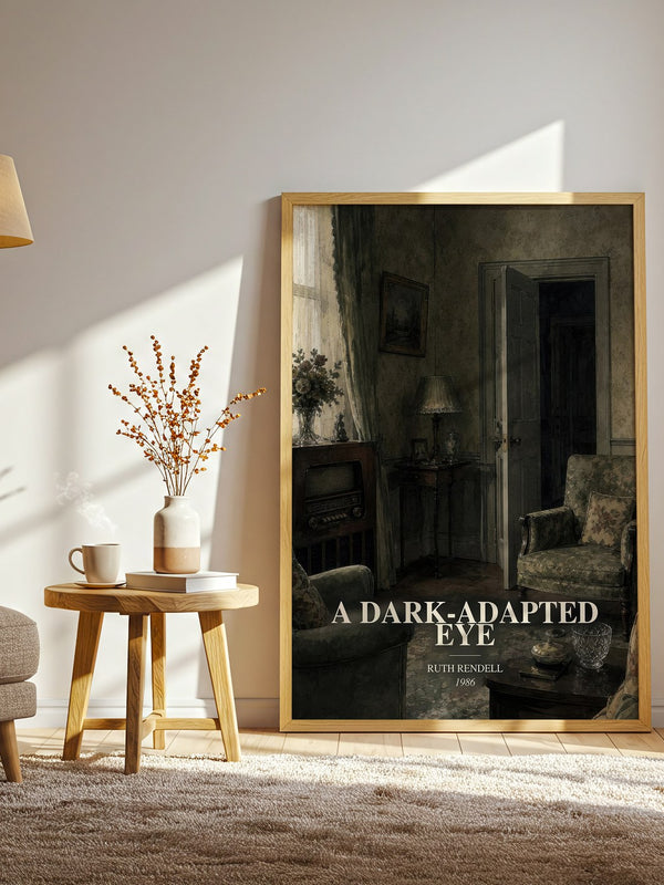 A Dark-Adapted Eye watercolour print in frame leaning in hallway – crime wall art
