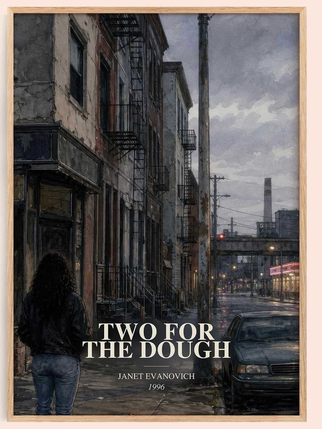 Two for the Dough watercolour book poster by Janet Evanovich – framed literary art print