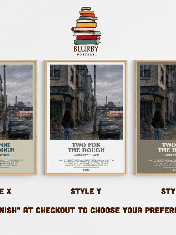 Two for the Dough bookish print in frame leaning in hallway – mystery wall art