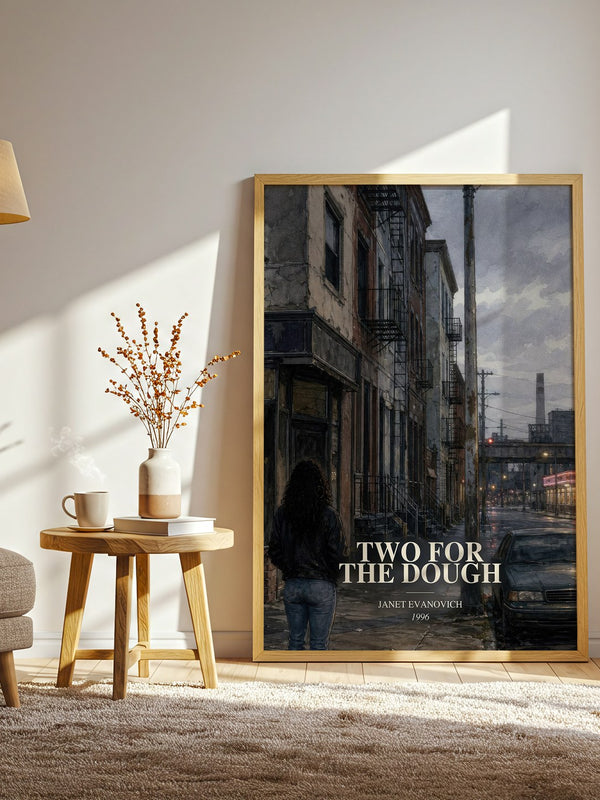 Two for the Dough watercolour print in frame leaning in hallway – mystery wall art