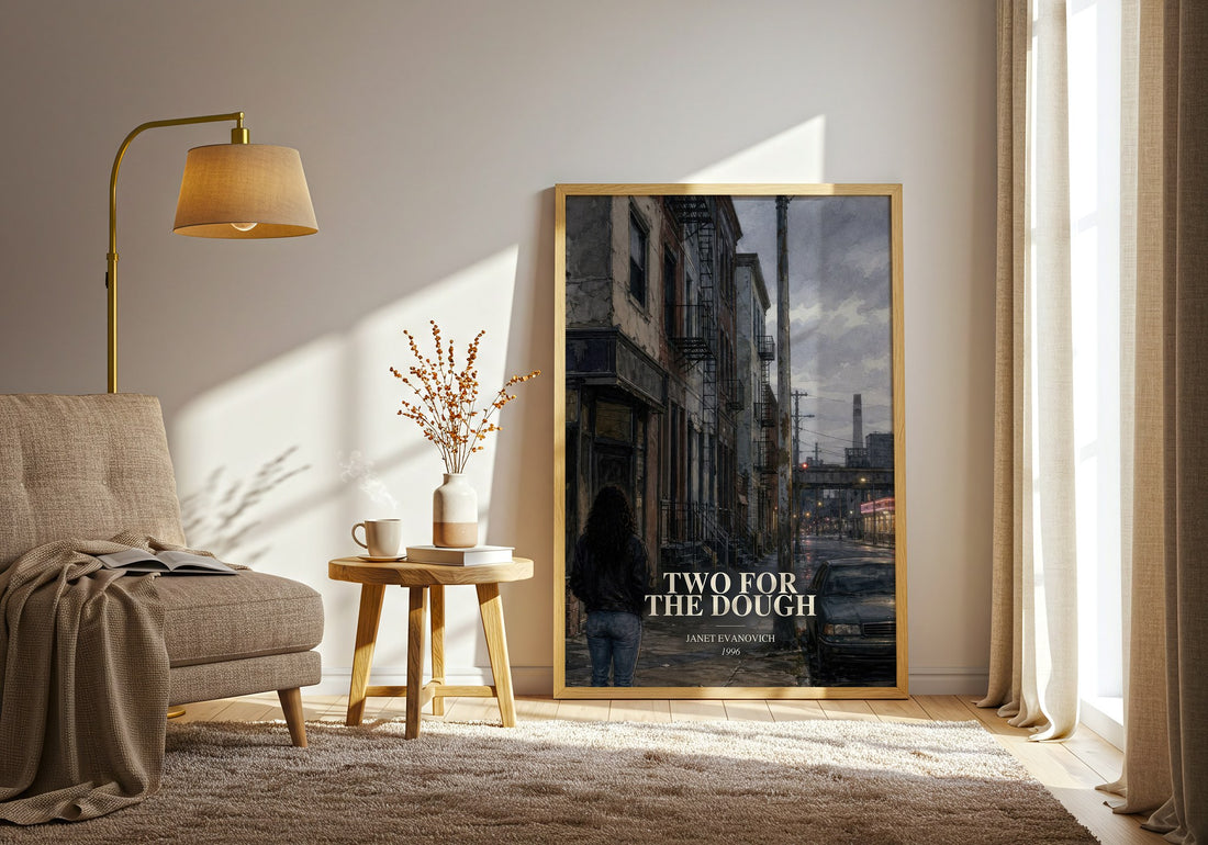 Two for the Dough watercolour print in frame leaning in hallway – mystery wall art