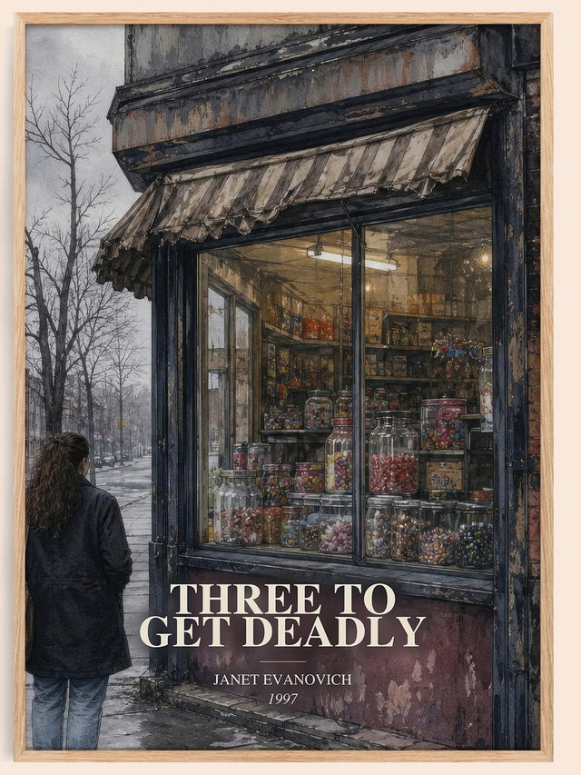 Three to Get Deadly Book Watercolour Illustration by Janet Evanovich