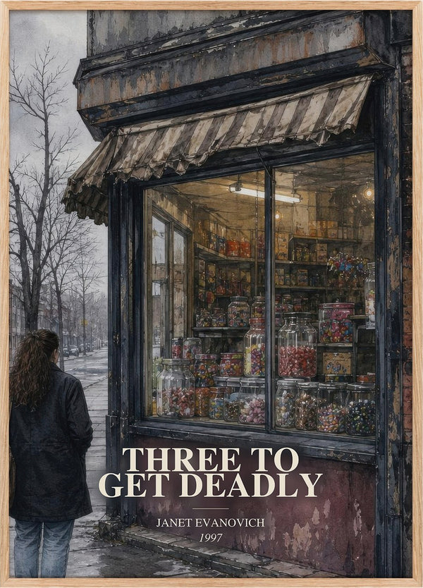 Three to Get Deadly Book Watercolour Illustration by Janet Evanovich