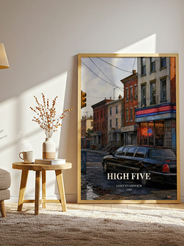 High Five watercolour print in frame leaning in hallway – mystery wall art