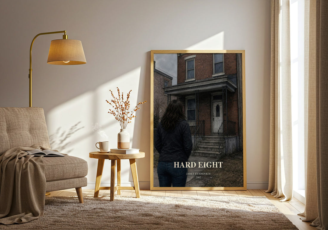 Hard Eight watercolour print in frame leaning in hallway – mystery wall art (mockup)