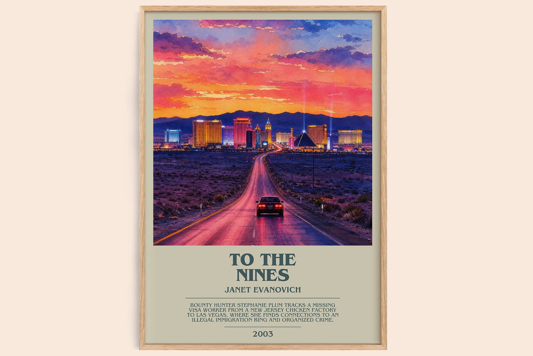To the Nines bookish book poster by Janet Evanovich – framed literary art print