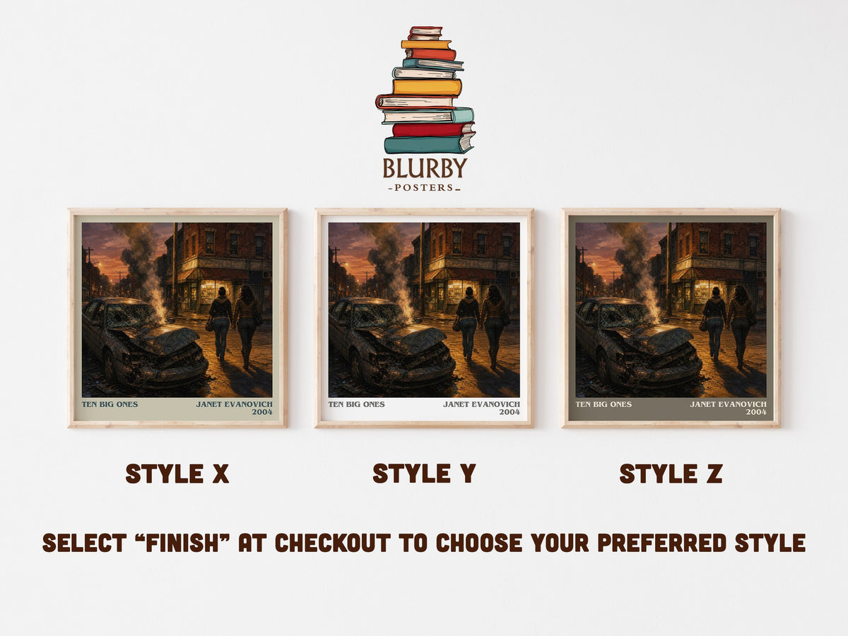 Ten Big Ones literary print in frame leaning in hallway – mystery wall art (mockup)