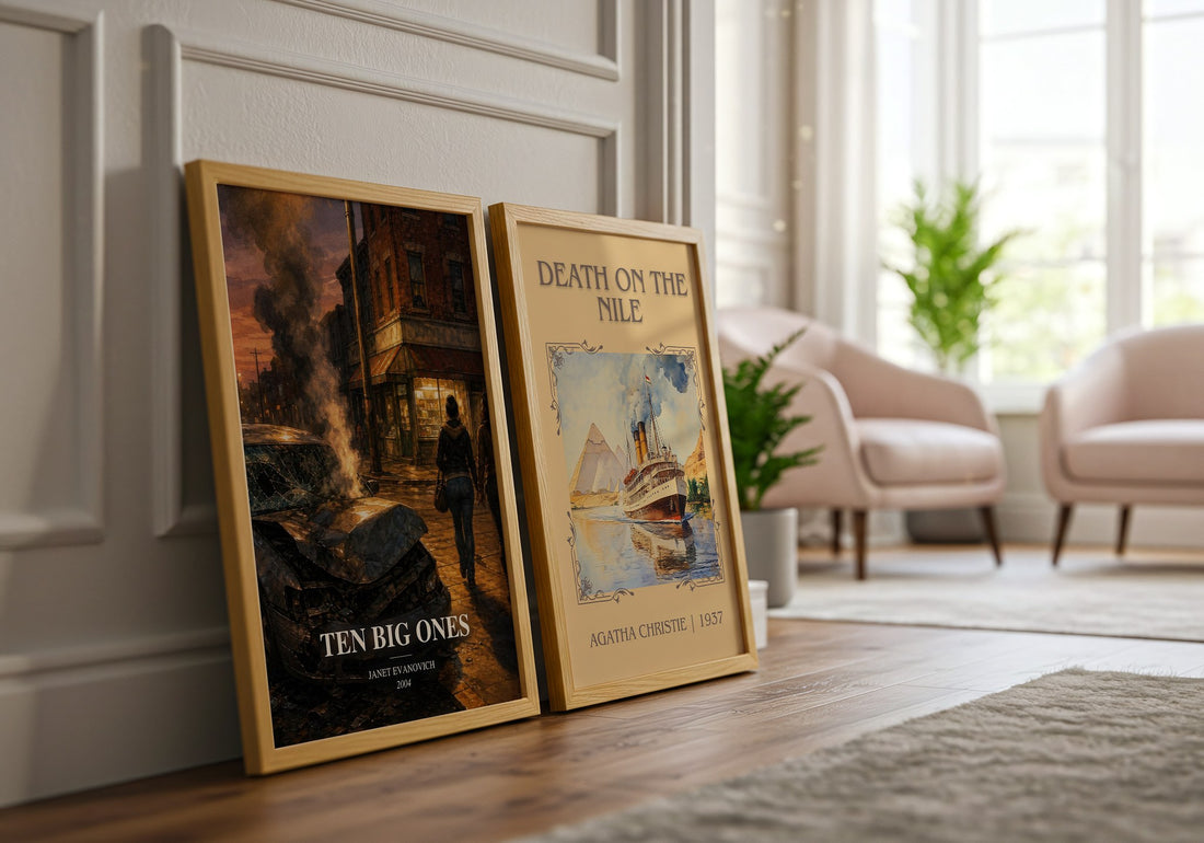 Ten Big Ones watercolour print framed by window – literary home decor