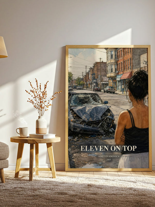 Eleven on Top watercolour print in frame leaning in hallway – mystery wall art