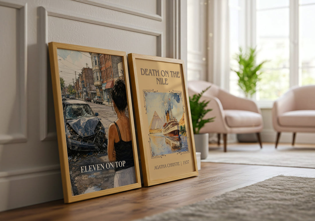 Eleven on Top watercolour print framed by window – literary home decor