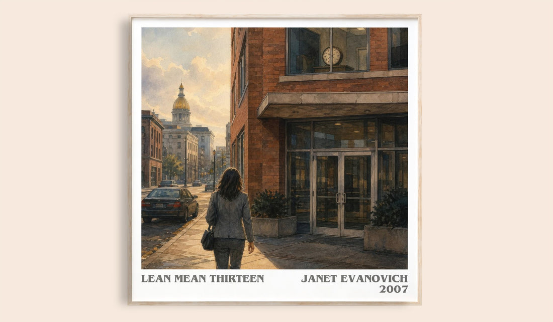 Lean Mean Thirteen literary book poster by Janet Evanovich – framed literary art print