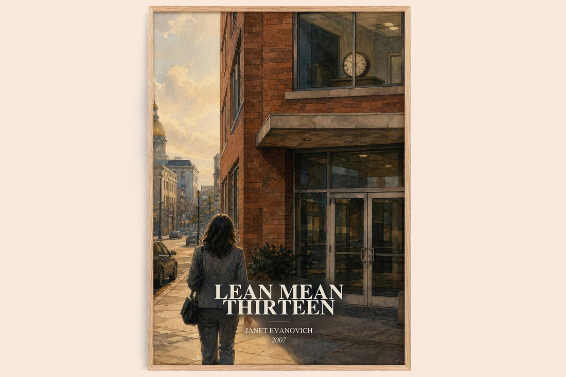Lean Mean Thirteen watercolour book poster by Janet Evanovich – framed literary art print