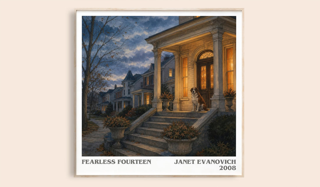 Fearless Fourteen literary book poster by Janet Evanovich – framed literary art print