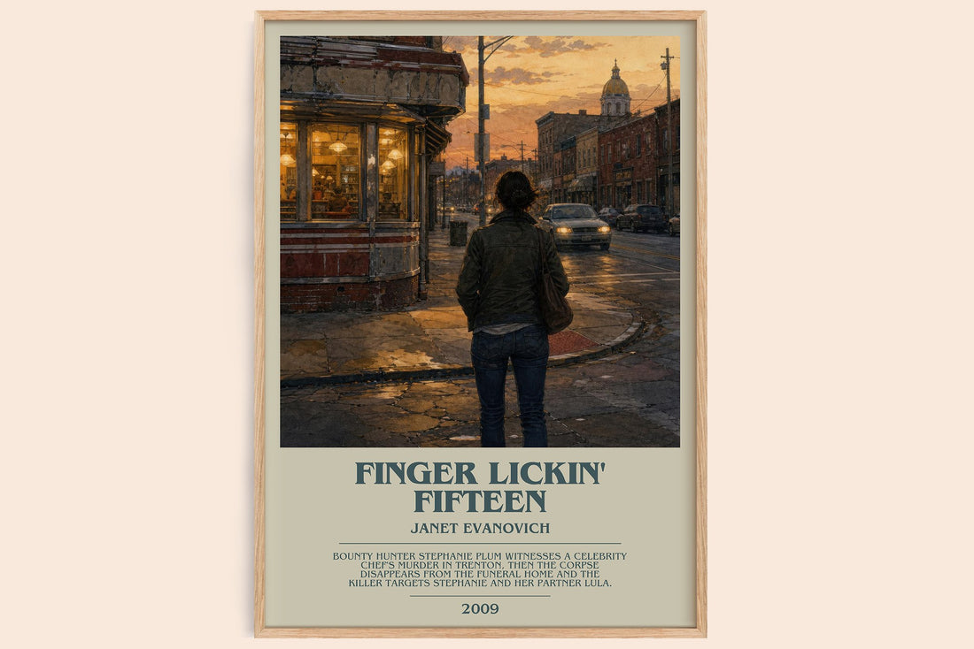 Finger Lickin' Fifteen bookish book poster by Janet Evanovich – framed literary art print