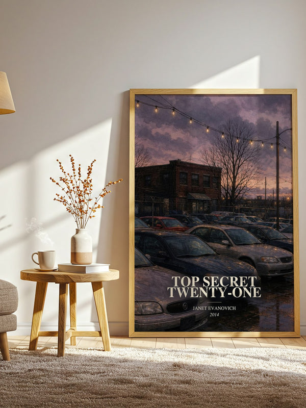Top Secret Twenty-One watercolour print in frame leaning in hallway – mystery wall art