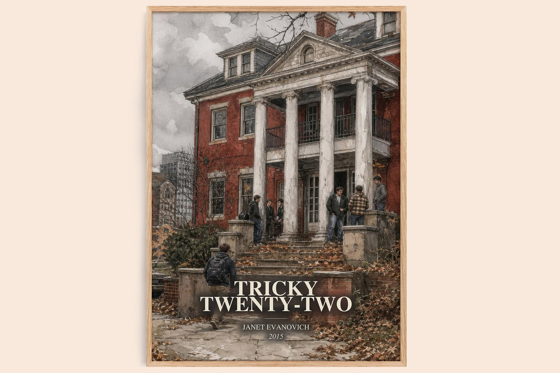 Tricky Twenty-Two watercolour book poster by Janet Evanovich – framed literary art print
