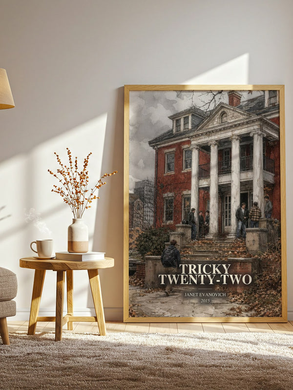 Tricky Twenty-Two watercolour print in frame leaning in hallway – mystery wall art