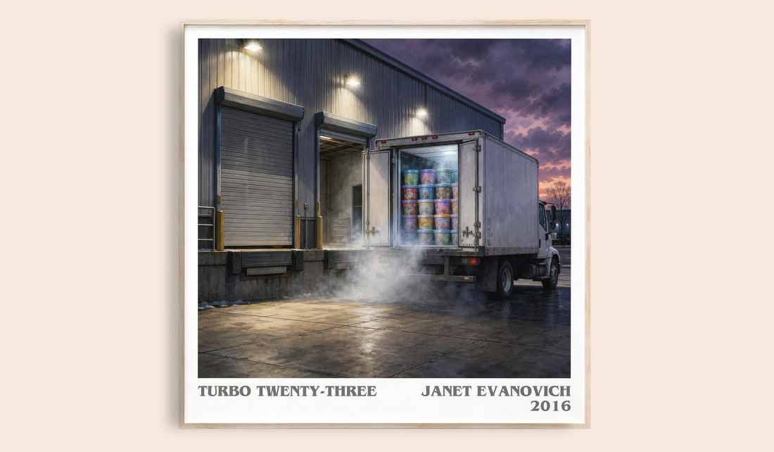 Turbo Twenty-Three literary book poster by Janet Evanovich – framed literary art print