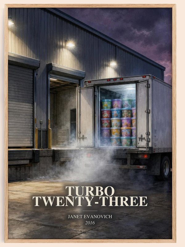 Turbo Twenty-Three watercolour book poster by Janet Evanovich – framed literary art print