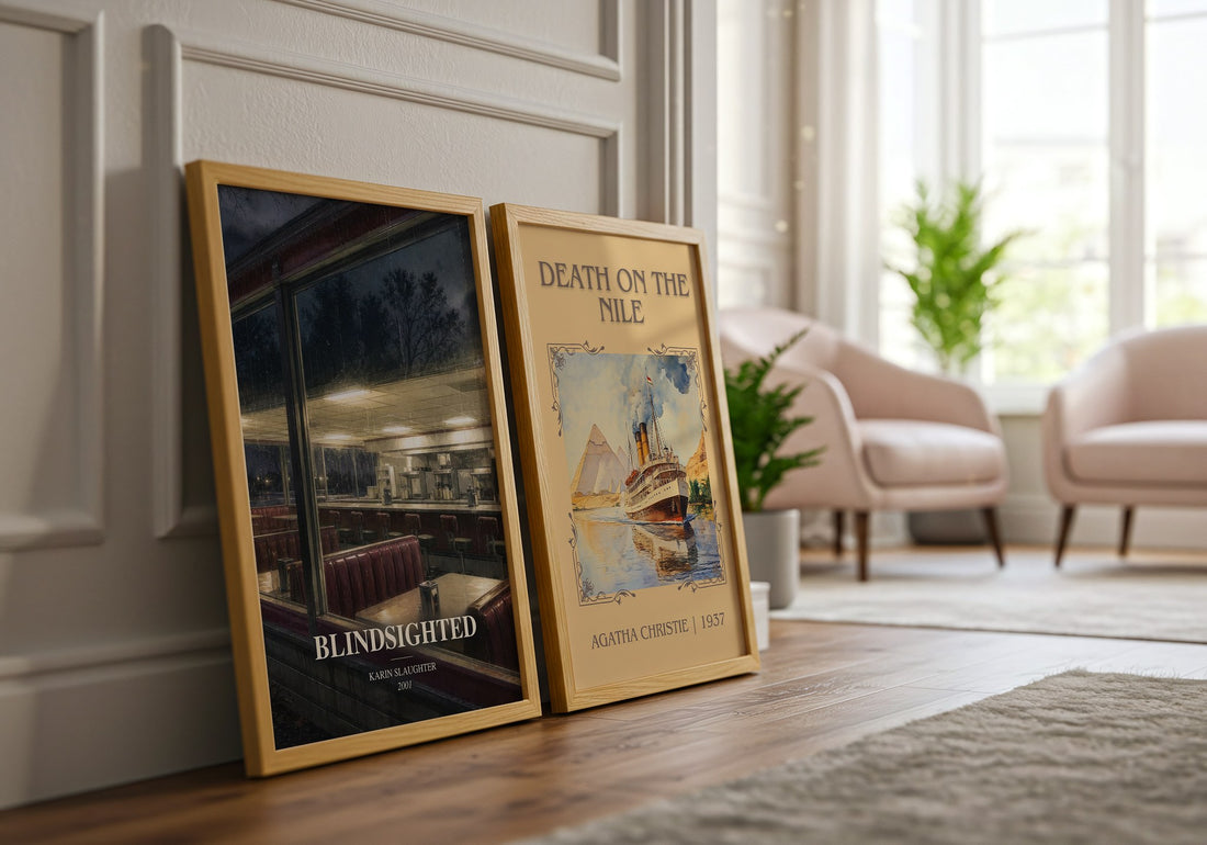 Blindsighted watercolour print framed by window – literary home decor
