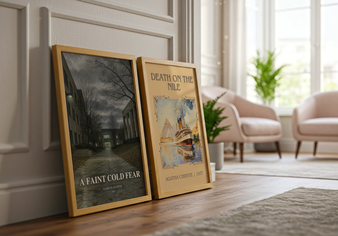 A Faint Cold Fear watercolour print framed by window – literary home decor
