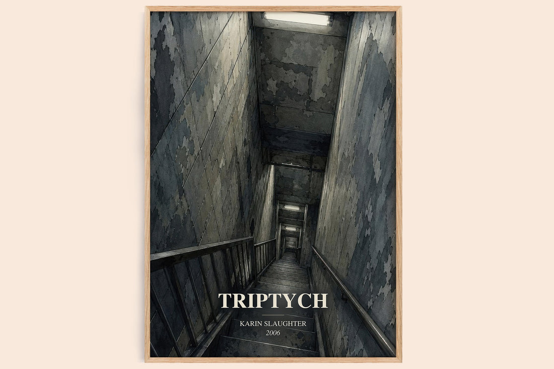 Triptych watercolour book poster by Karin Slaughter – framed literary art print