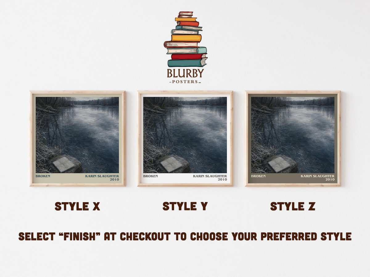 Broken literary print in frame leaning in hallway – crime wall art (mockup)