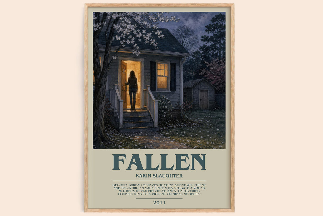 Fallen bookish book poster by Karin Slaughter – framed literary art print