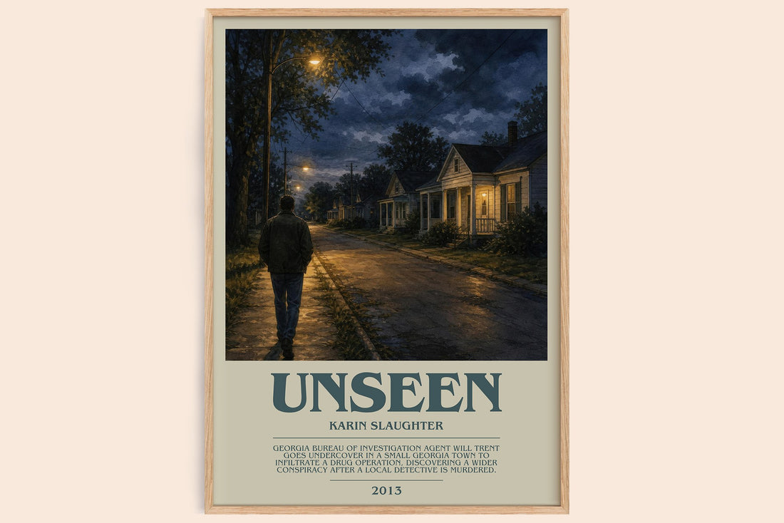 Unseen bookish book poster by Karin Slaughter – framed literary art print