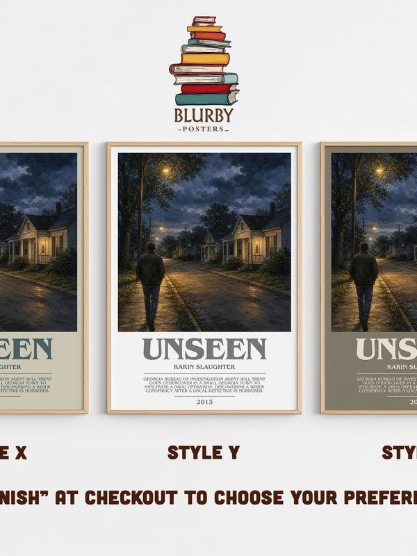Unseen bookish print in frame leaning in hallway – crime wall art