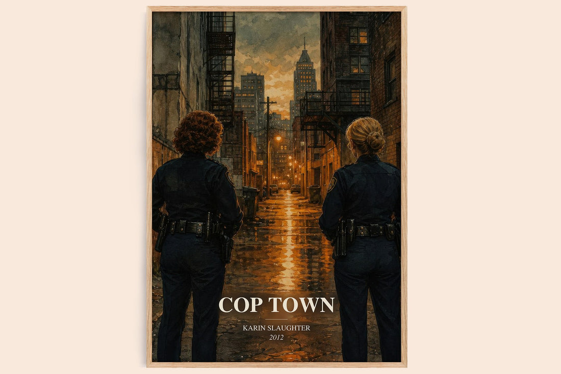 Cop Town watercolour book poster by Karin Slaughter – framed literary art print