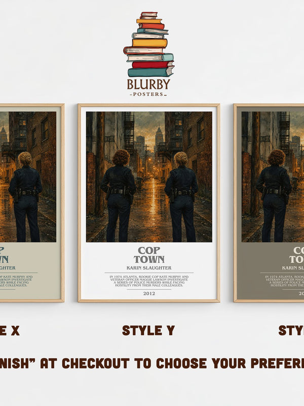 Cop Town bookish print in frame leaning in hallway – crime wall art