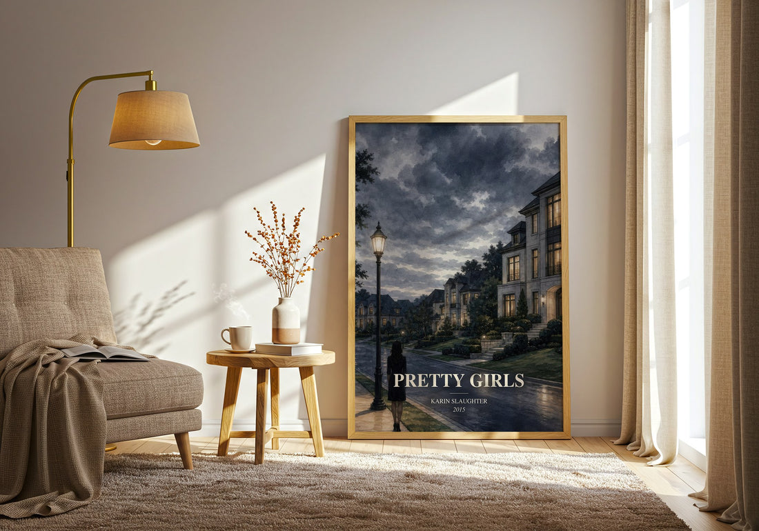 Pretty Girls watercolour print in frame leaning in hallway – thriller wall art (mockup)