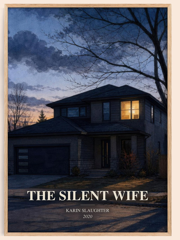 The Silent Wife watercolour book poster by Karin Slaughter – framed literary art print