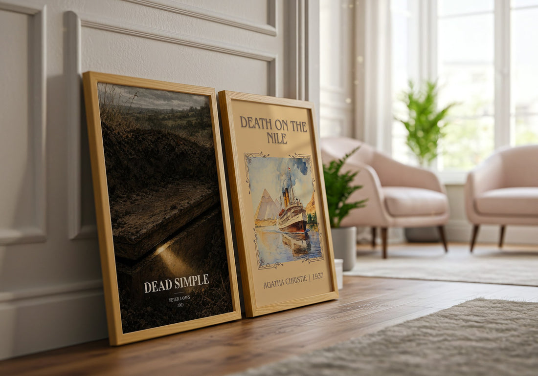 Dead Simple watercolour print framed by window – literary home decor