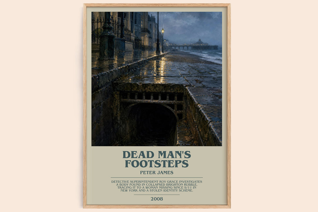 Dead Man's Footsteps bookish book poster by Peter James – framed literary art print