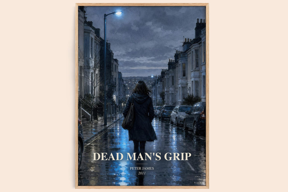 Dead Man's Grip watercolour book poster by Peter James – framed literary art print