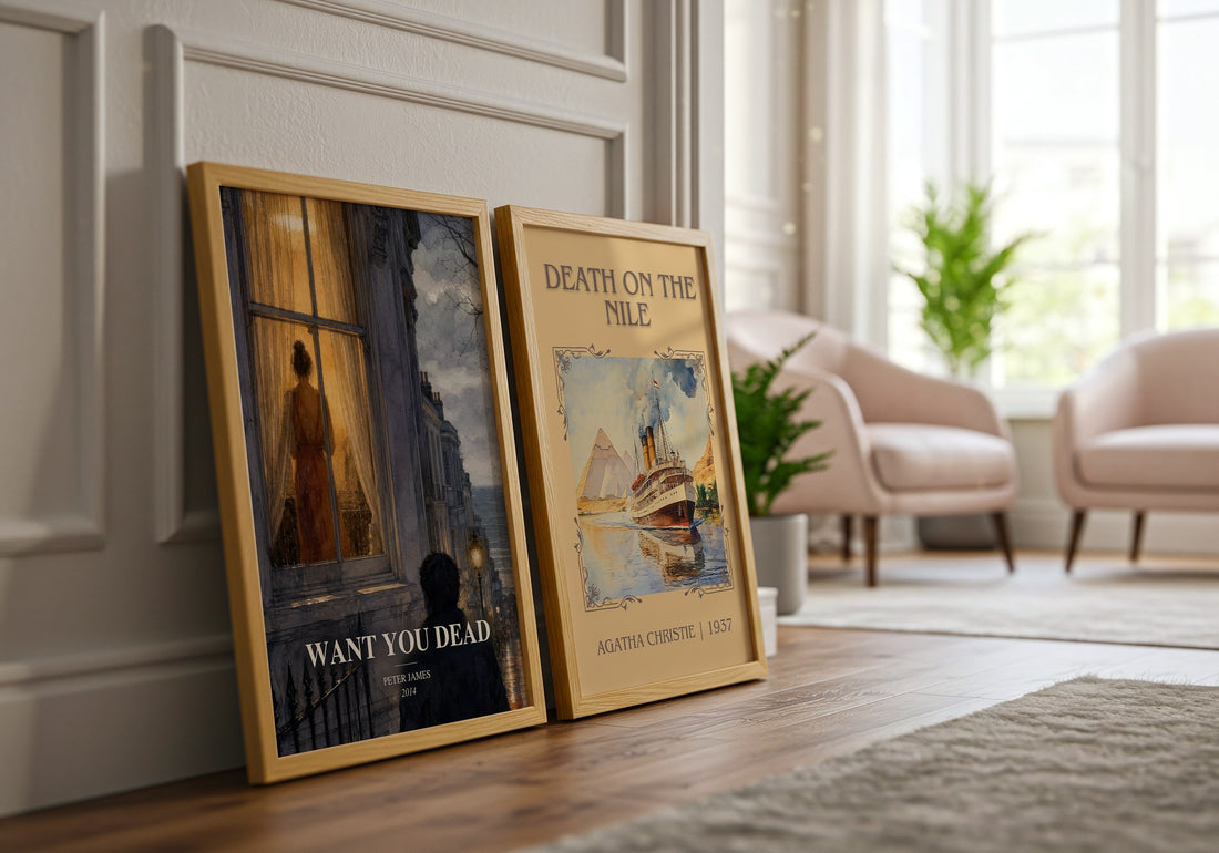 Want You Dead watercolour print framed by window – literary home decor